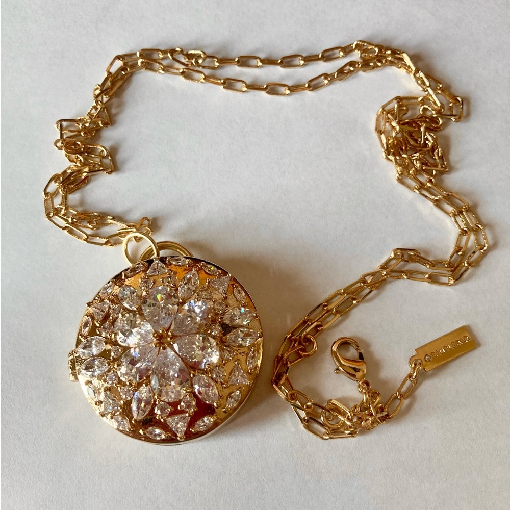 Never Worn! Baublebar Locket Helena Necklace W/32” Chain. Gold Color. Gorgeous!
